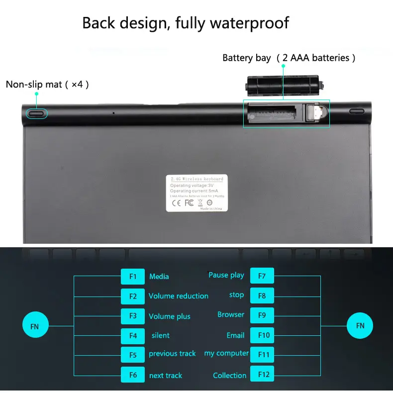 2.4G Wireless Keyboard and Mouse Combo Mini Korean Russian Spanish Hebrew Arabic Keyboard Mouse Set For Notebook Laptop Mac product view