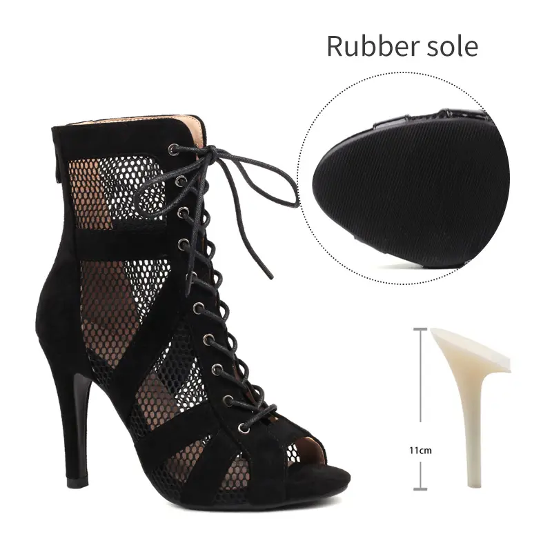 Girls Latin Dance Shoes Women Modern Dance Salsa High-Top Sandals Dance Hall Shoes Ladies Fashion Sexy High-Heeled Suede Boots product view