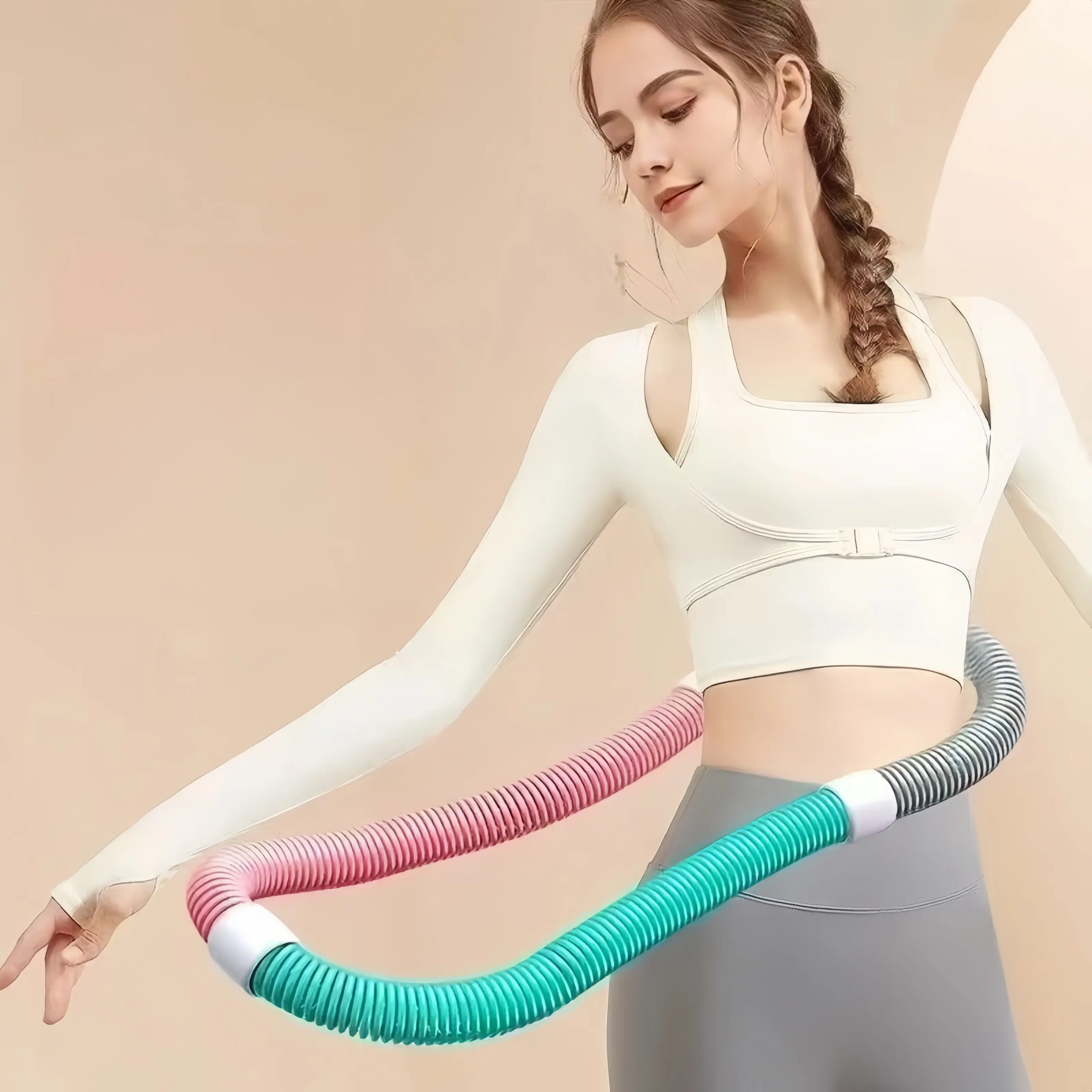 Flexible Hose Spring Hula Hoop, Weight Loss Training Abdomen, Fast Folding Portable Slimming Shaping, Ice Silk Cool Hula Hoop product view
