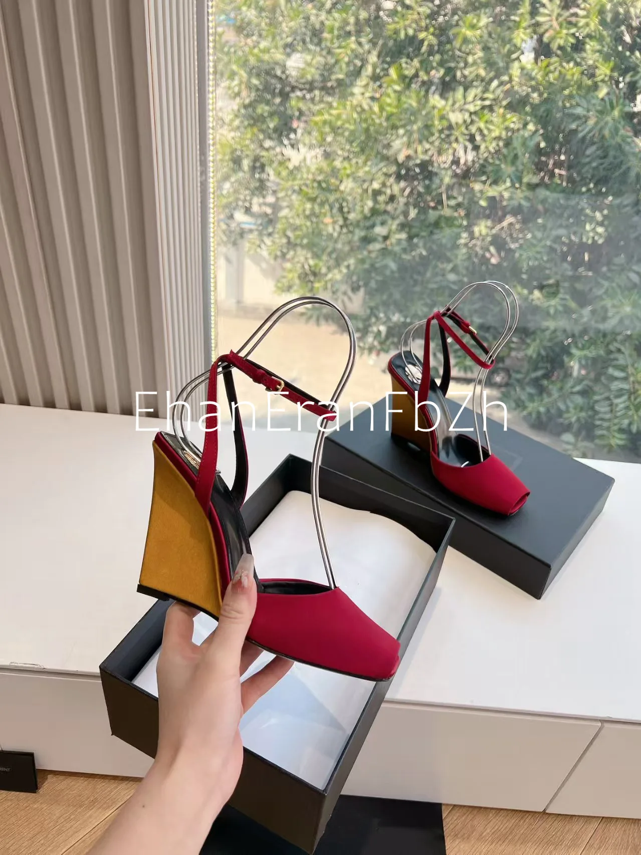 Summer New Slope High Heel Sandals Fish Mouth Thick Bottom High Heel Shoes Fashion Party Sexy Women's Large Sandals detail