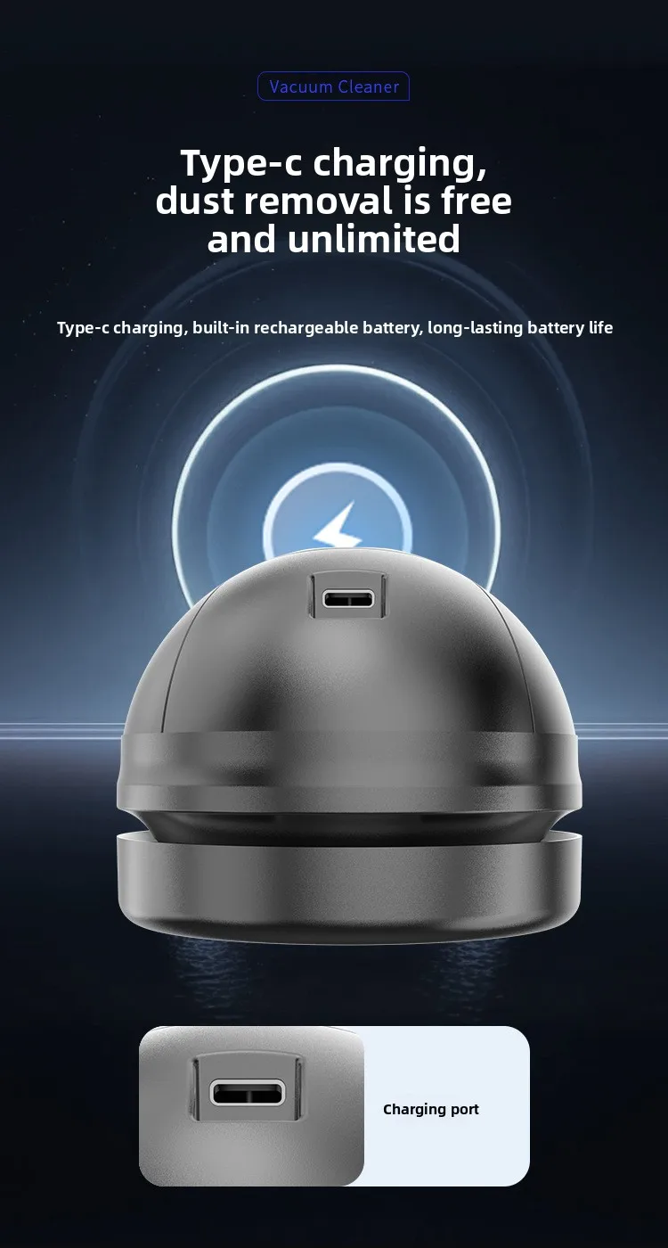 Student Desktop Vacuum Cleaner Black Knight Wireless Handheld Portable for Eraser Shreds Cleaning mini detail