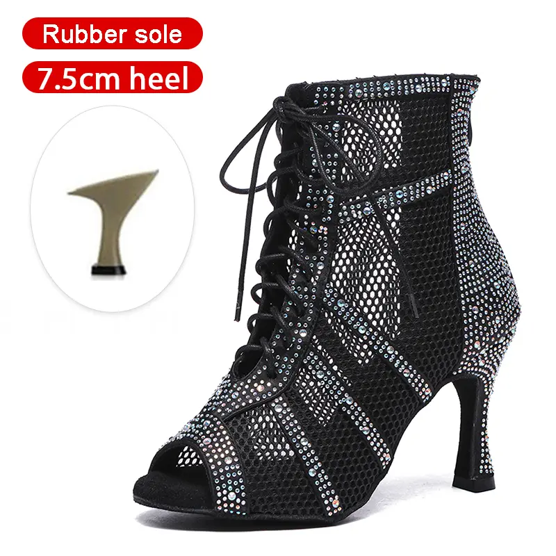 SWDZM Shiny Women Dance Boots Latin Jazz Dance Shoes Full Rhinestone Dancing Boots Customizable Heels Women Ladies Dancing Shoes product view