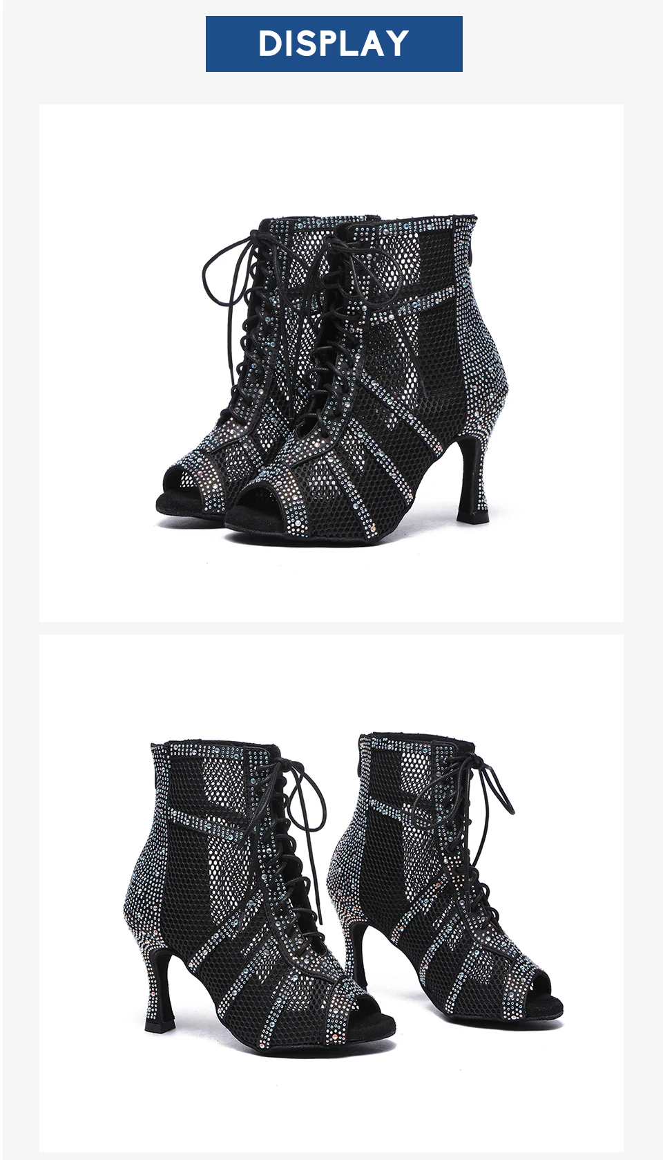 SWDZM Shiny Women Dance Boots Latin Jazz Dance Shoes Full Rhinestone Dancing Boots Customizable Heels Women Ladies Dancing Shoes detail