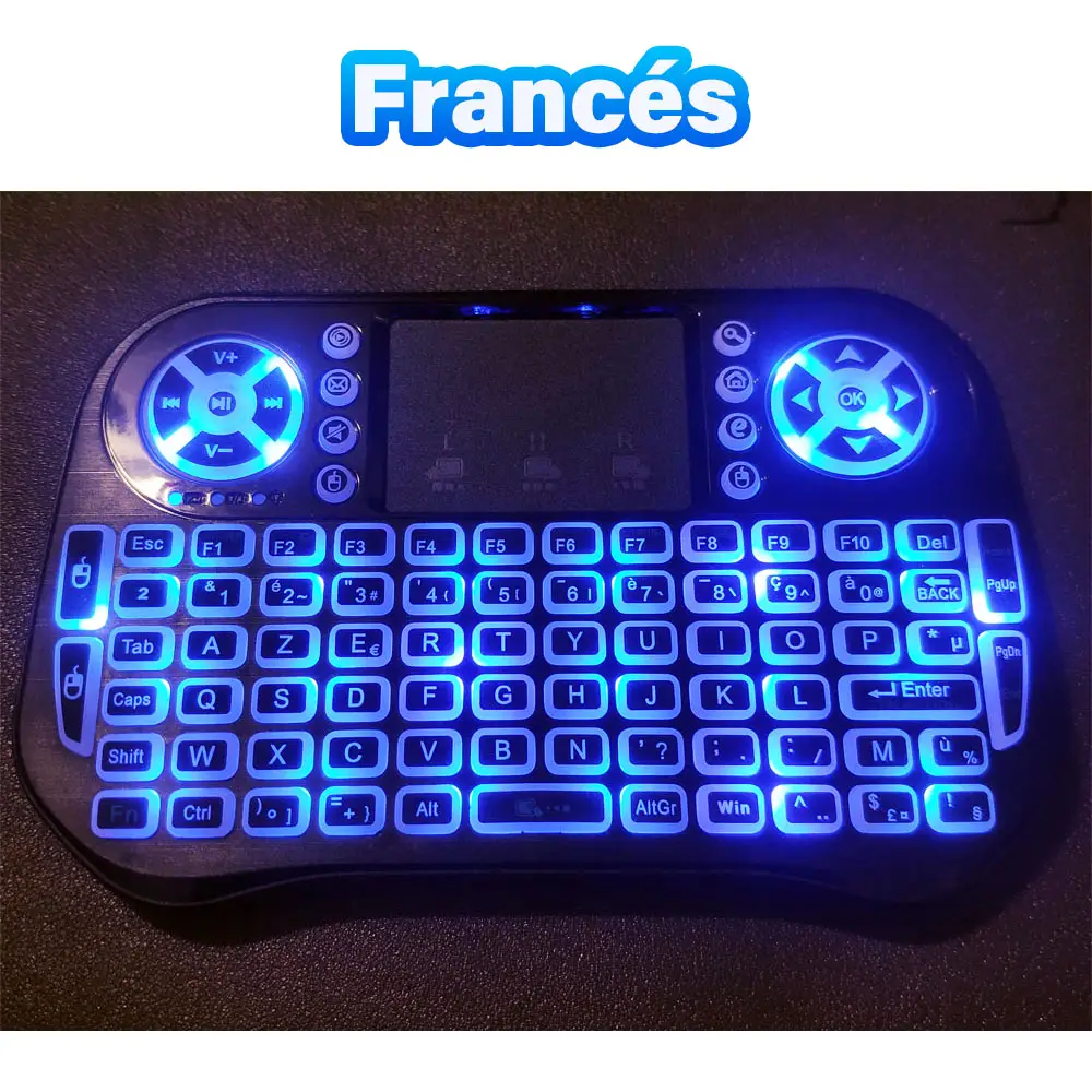 Wireless Mini Keyboard Dual Mode BT4.2 2.4G Air Mouse Remote Control Backlit 7 color Touchpad for Android TV Box PC Projector product view
