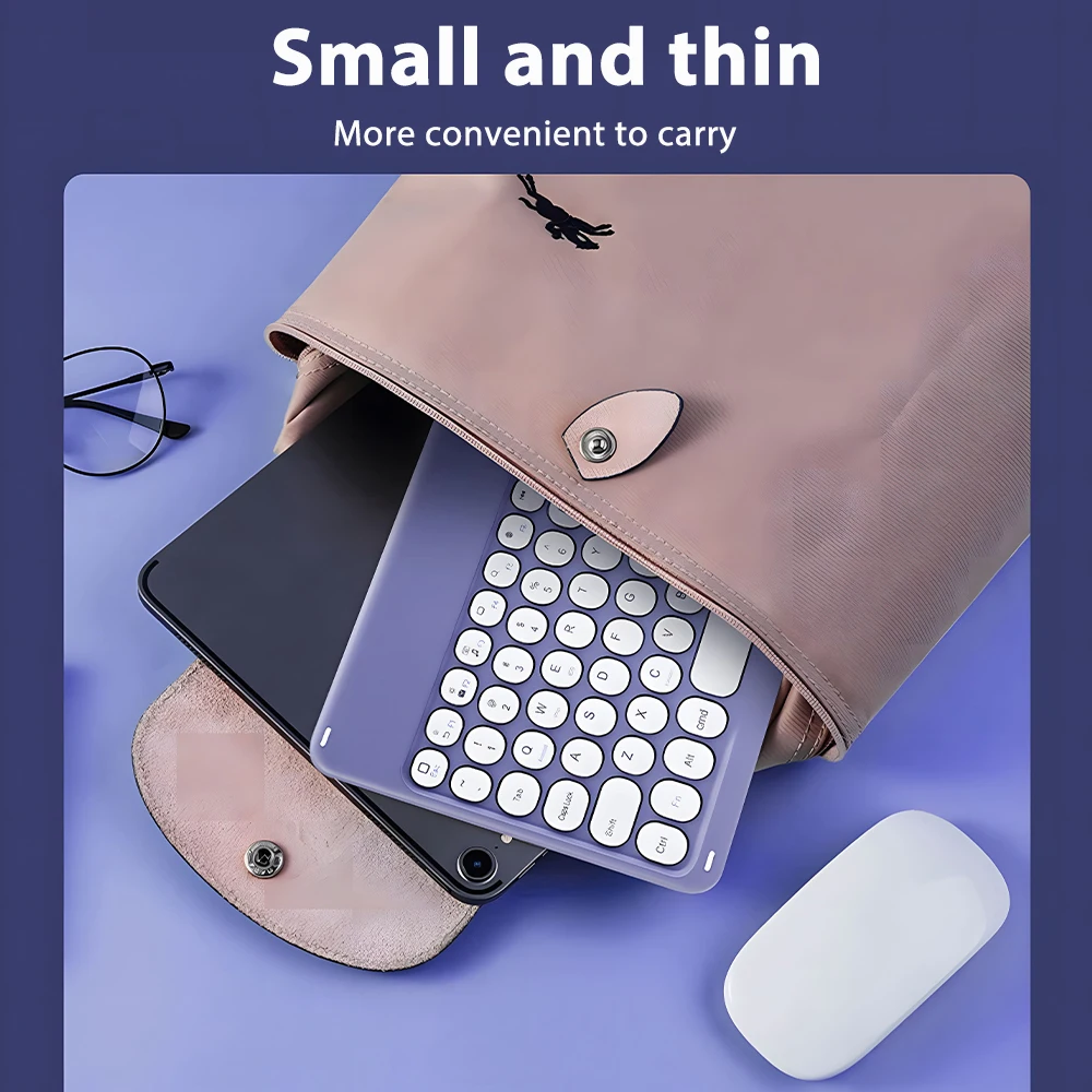 CASEPOKE wireless bluetooth round key silent keyboard suitable For Samsung Xiaomi Google Huawei iPad mobile  keyboard and mouse detail