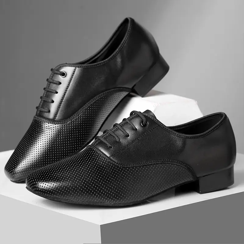 HROYL Ballroom Dance Shoes Genuine Leather Latin Dance Shoes Man Sneakers Jazz Bigger Size Breathable Waltz Salsa Dancing Shoes product view