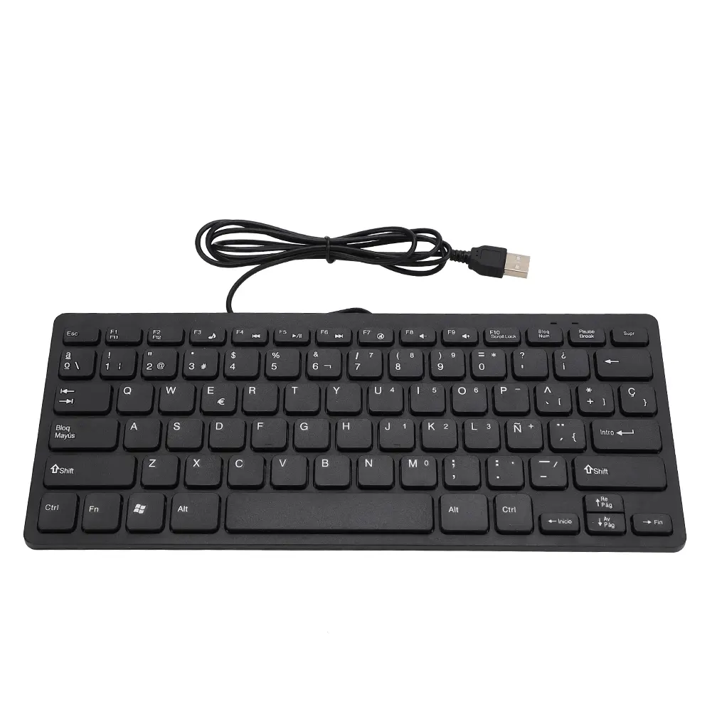 Keyboard Mini Keyboard Wired Keyboard Wired Mini Portable Spanish Keyboard USB Interface for Desktop Computer Ultra Thin 78 Keys product view