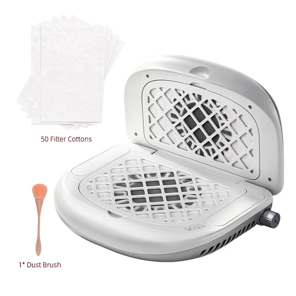 Foldable Nail Dust Collector Dual-Turbine Speed Adjustable Manicure Nail Vacuum Cleaner 90° Dual-Sided Dust Collection Nail Tool detail
