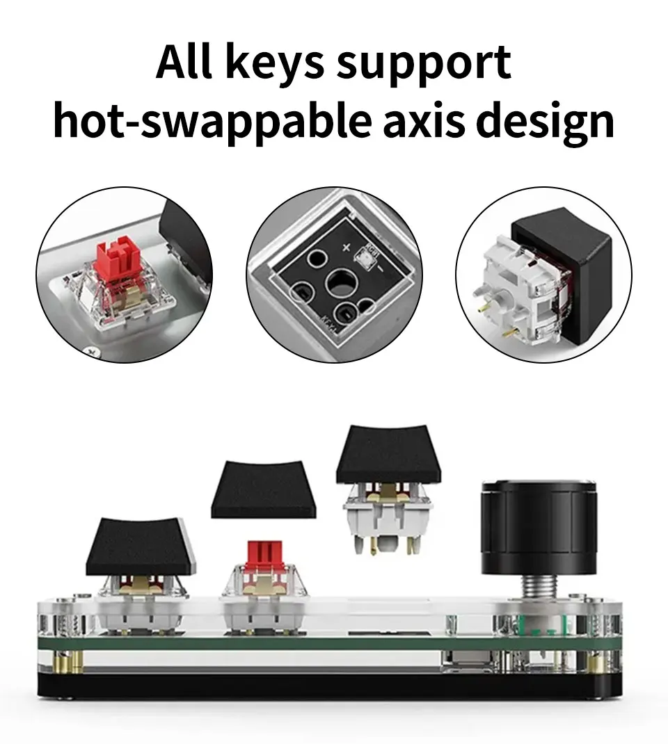 2.4G 3-key Customize Bluetooth Keyboard Macro Knob Copy Paste Shortcut Key E-sports Game Mini Mechanical Hot Plug Mini Keyboard detail