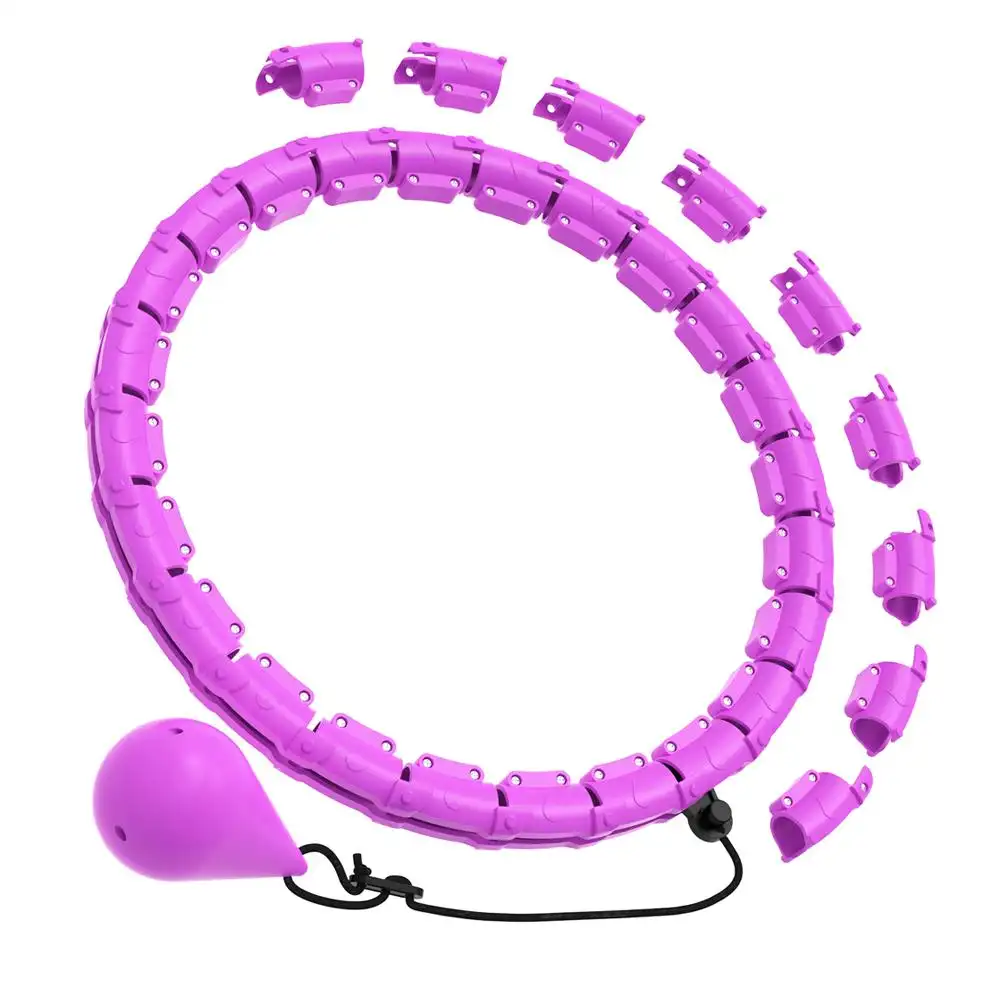 Smart Weighted Fitness Hoop 24 Detachable Links Adjustable Plus Size 47-Inch Slimming Ring Waist Trainer Auto-Spinning Massage Circle for Adults Women Beginners Weight Loss Fat Burning Home Gym Workout Equipment product view