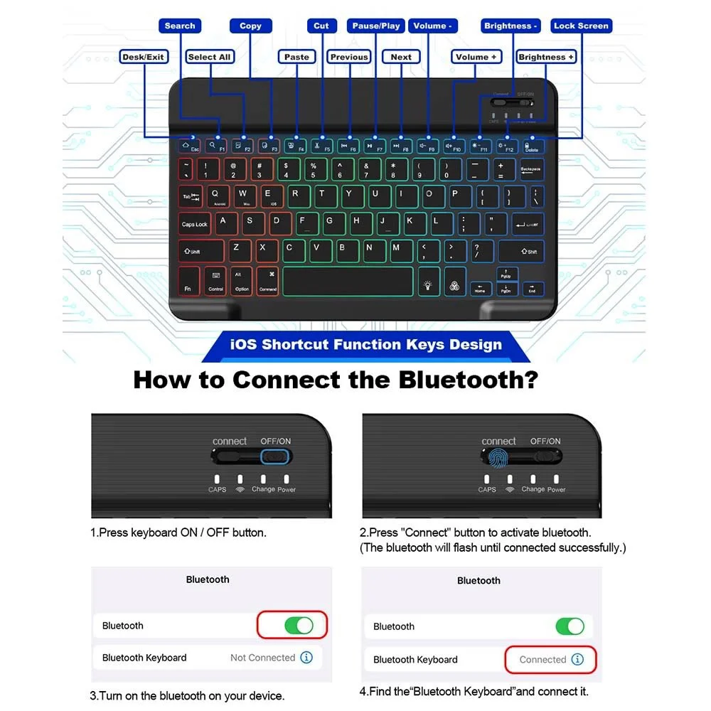 2026 New Bluetooth Keyboard Mouse For iPad Xiaomi Samsung Android iOS Windows Tablet Phone Mini Wireless Keyboard Spanish Hebrew detail
