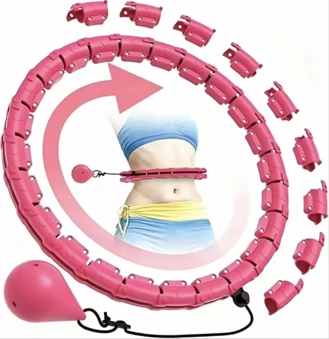 2 In 1 Smart Weighted Fitness Hula Hoop, Infinity Design with 24 Detachable Knots Adjustable Hula Circle for Adult Women Beginners Weight Loss Exercise product view