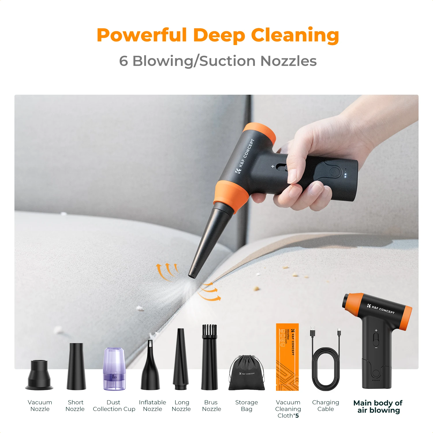 K&F CONCEPT Electric Air Duster Brushless Turbo Jet Fan Vacuum Air Blower for Camera Lens,PC,Laptop Keyboard,Car Dust Cleaner detail
