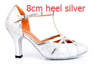 New Latin Dance Shoes Woman High Heel Silver Gold Cheap Ballroom Dancing Shoes Girls Gliter Closed Toe Salsa Shoes 5cm 7cm Heel detail