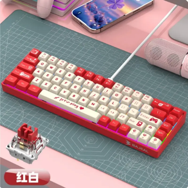 BAJEAl BJ68 Wired Mechanical Keyboard 68 Keys RGB Adjustable Gaming Keyboard Hot Swappable for Desktop Computer product view
