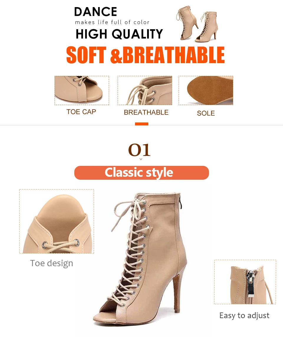 DKZSYIM New Women's Spring/Autumn Boots Stilettos Women Latin Dance High Heels Boots Fish Mouth Thin Heel Ladies Ballroom Shoes detail