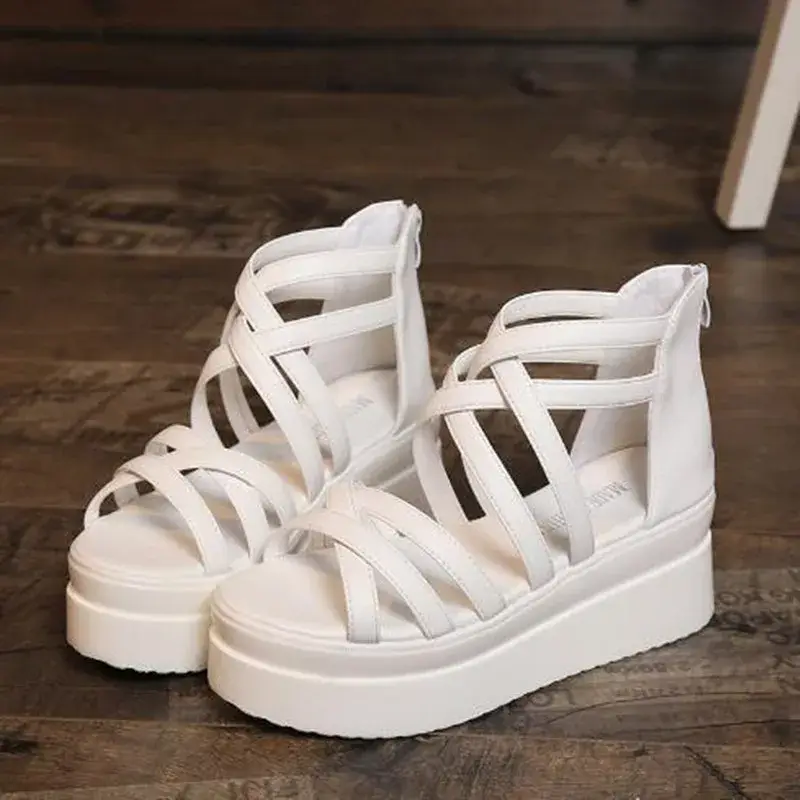 Bohemia Summer Fish Mouth Shoes Women Sandals Slope Heel Open Toe Thick Bottom Sponge Cake Shoes Zapatos Mujer 2024 Tendencia product view