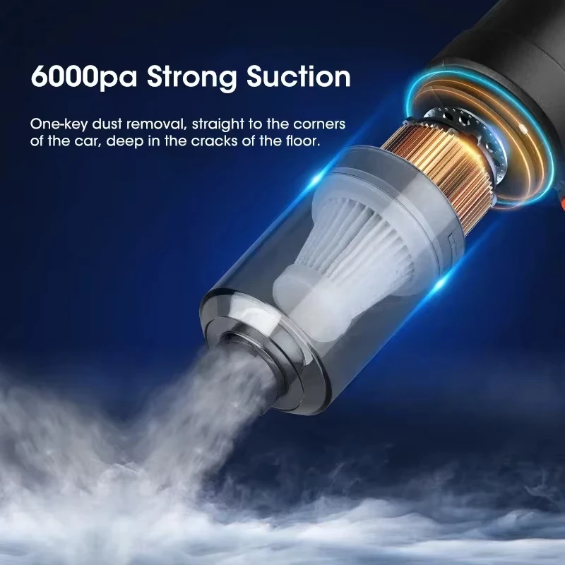 Portable Vacuum Cleaner For Car 6000PA Handheld USB Pump Convenient for Home Office Pet Hair Cleaning detail