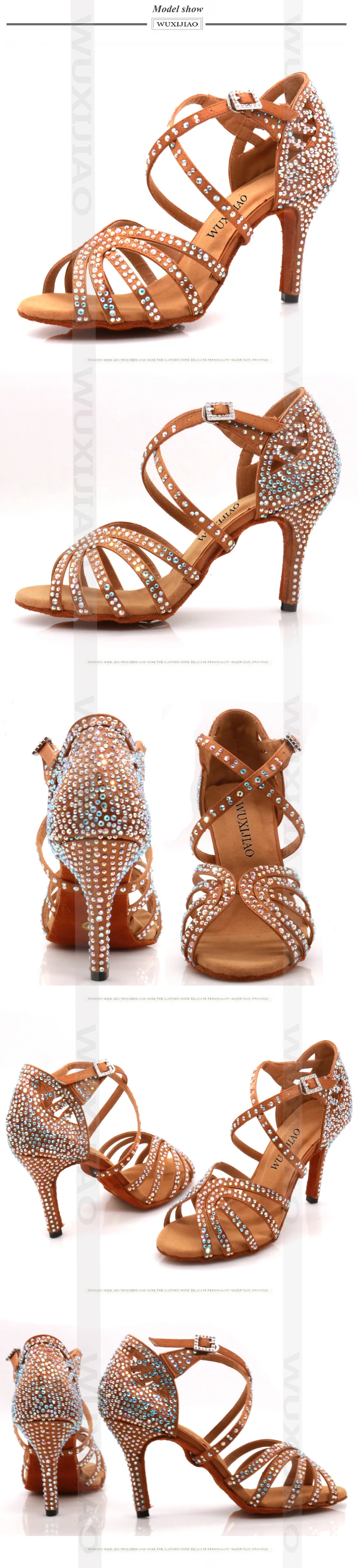 WUXIJIAO Jazz Shoes Latin Dance Shoes Female Latin Salsa Girl Casual Shoes Silver Bronze Skin detail