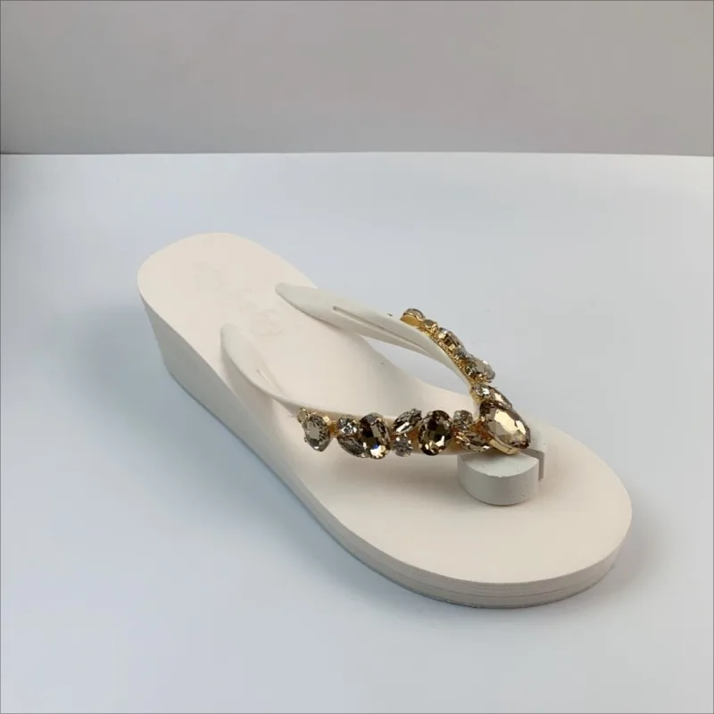 Diamond Slippers Women Summer Outdoor Wear Beach Shoes Sandals Womens Sexy Shoes Slope Heel Flip Flops for Women Chanclas Mujer detail