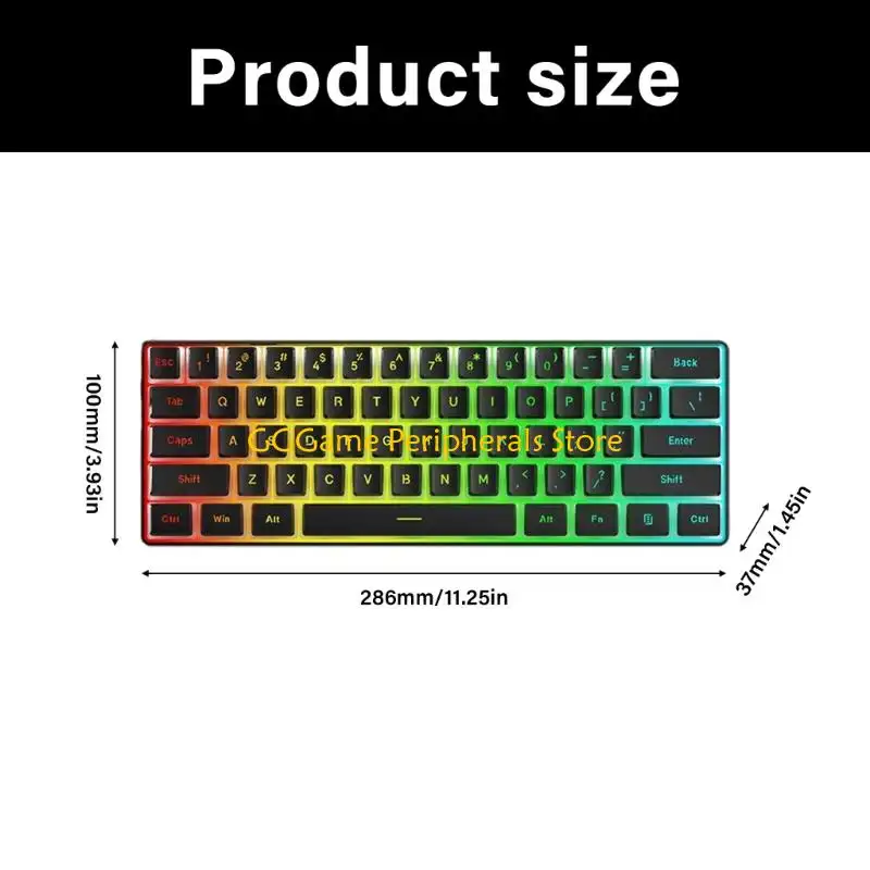 U55B Mechanical Gaming Keyboard LED Backlit Keycap Keyboard 61 Keys Corded Computer Keyboard for Laptop Gamer Office Work product view