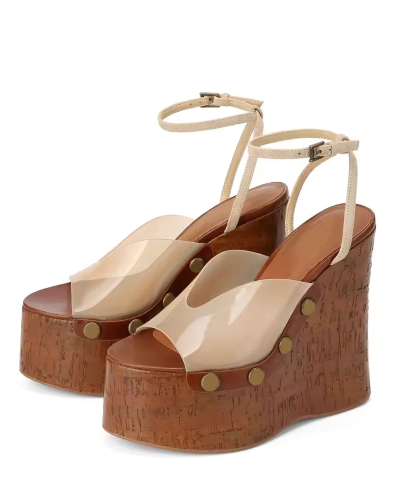 2026Summer Slope Heel Thick Bottom Women's Sandals Flower Lace Waterproof Platform Open Toe Women's Party Show Wedding Sandals product view