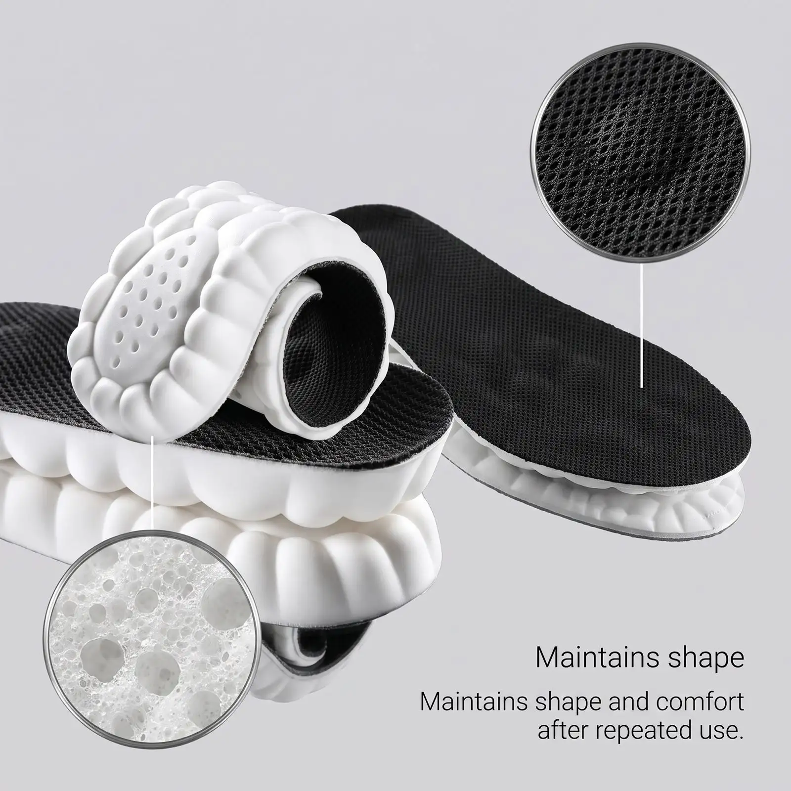 Cloud Bubble Shock Absorbing Shoe Insoles, Breathable Soft Sports Insoles, Comfort Foot Cushion Inserts for Outdoor & Casual Shoes product view