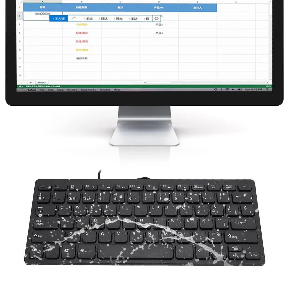 Keyboard Mini Keyboard Wired Keyboard Wired Mini Portable Spanish Keyboard USB Interface for Desktop Computer Ultra Thin 78 Keys product view