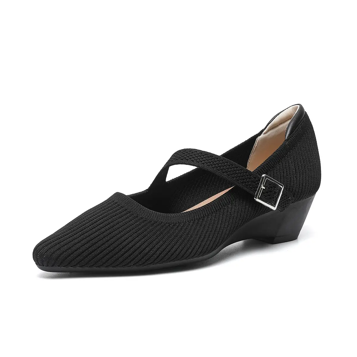 Slope heeled women's shoes fly woven casual single shoes product view