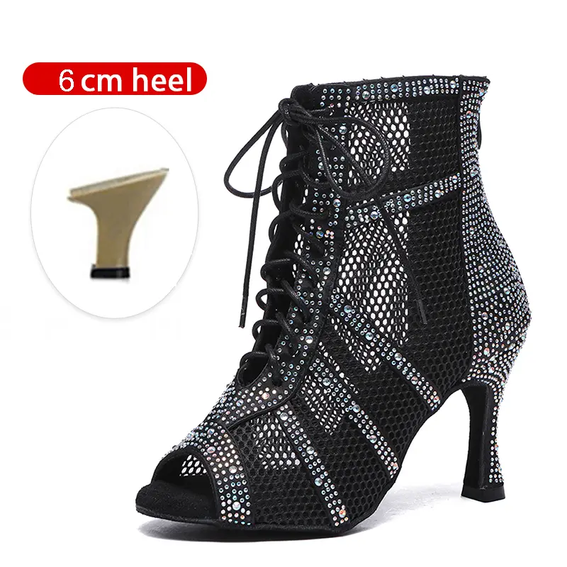 SWDZM Shiny Women Dance Boots Latin Jazz Dance Shoes Full Rhinestone Dancing Boots Customizable Heels Women Ladies Dancing Shoes product view