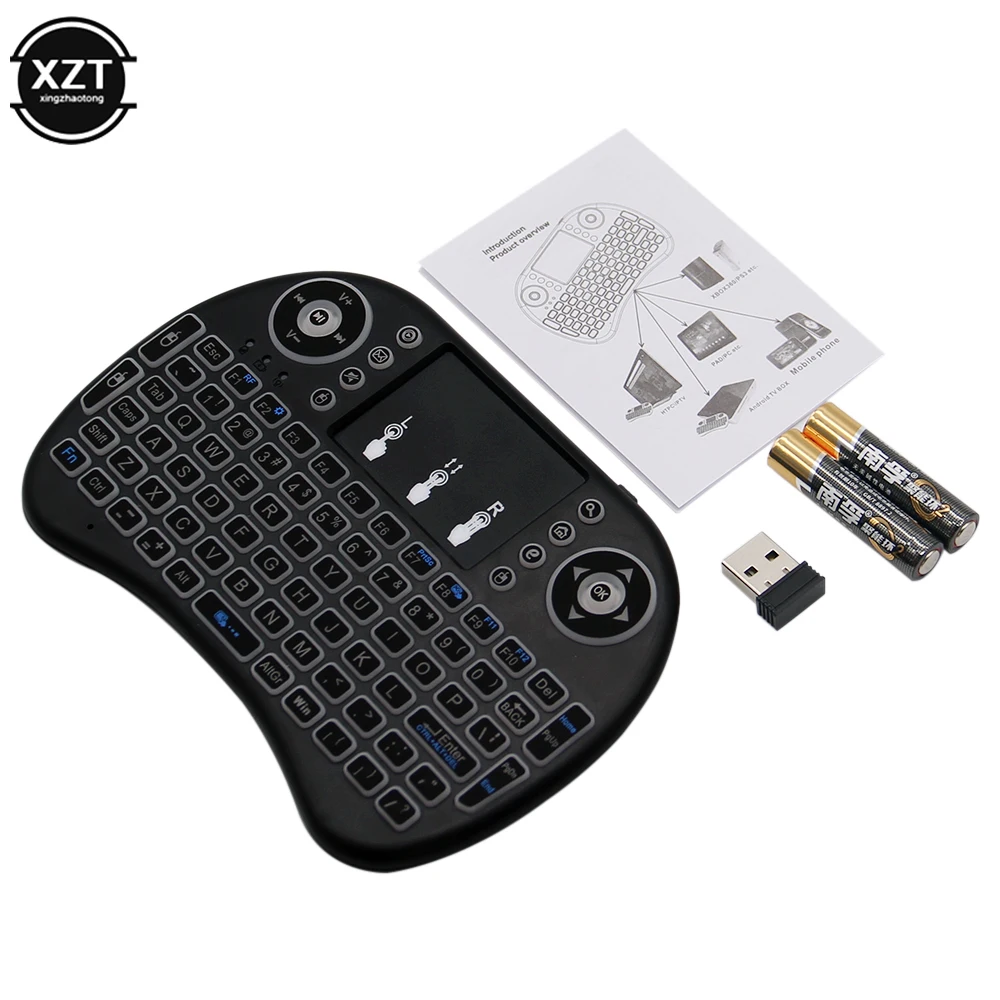 I8 2.4G Mini Wireless Keyboard Backlit English Russian Air Mouse Touchpad Remote Control For Laptop TV BOX USB Receiver detail