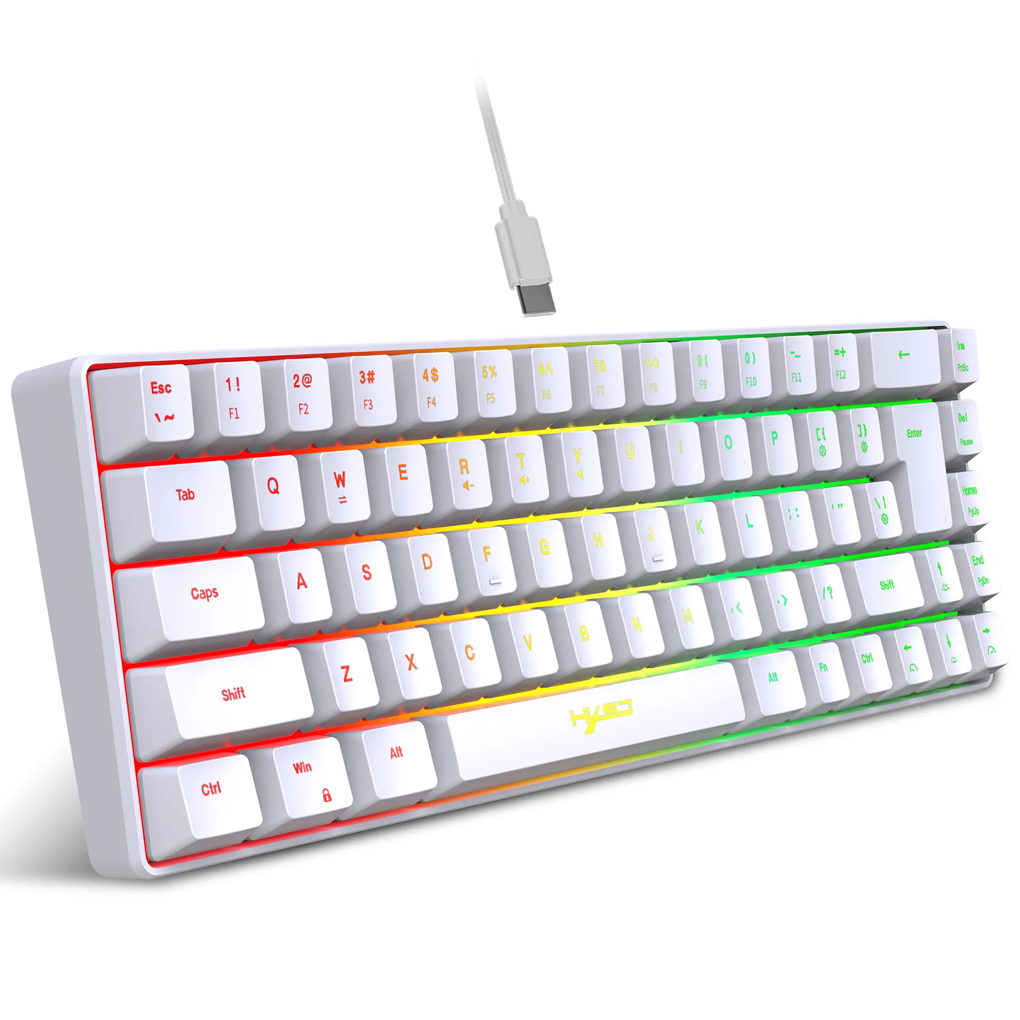 68 Keys Gaming Keyboard USB Wired Portable 20 RGB Backlight Korean Russian English Keyboard for Windows Laptops Computer product view