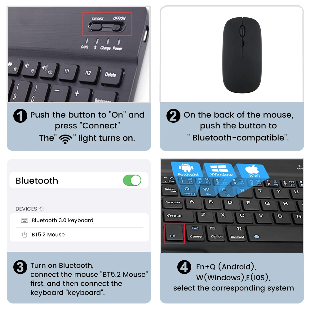 10inch Mini Wireless Rechargeable keyboard Bluetooth Mouse For ipad Air Pro Phone Tablet Portable Spanish Polish Arabic keyboard detail