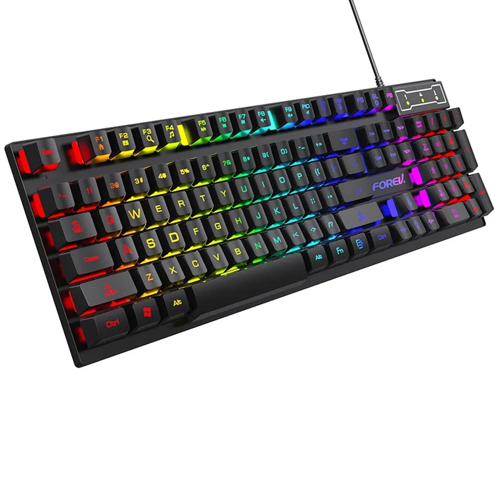 104Keys Wired Keyboard RGB Colorful Gaming Keyboard USB Wired Keyboard Standard Keyboard for PC Laptop Android Windows Mac OS detail