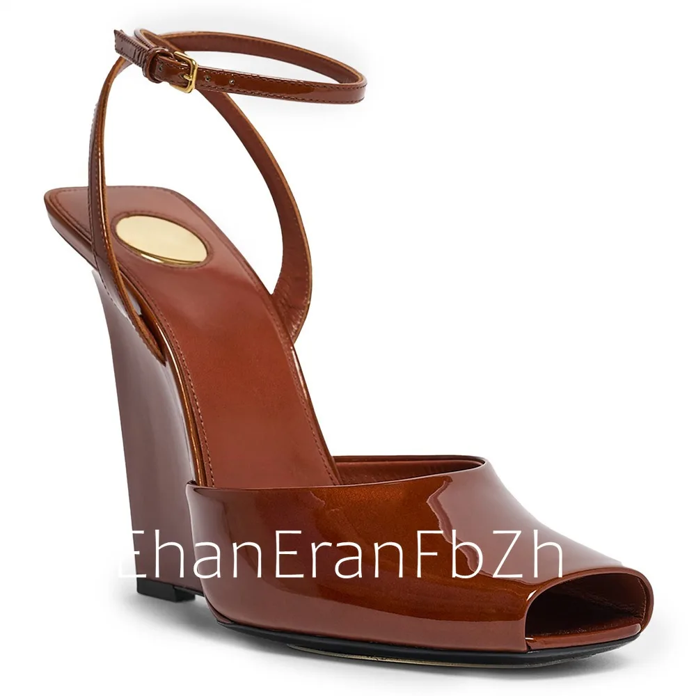 Summer New Slope High Heel Sandals Fish Mouth Thick Bottom High Heel Shoes Fashion Party Sexy Women's Large Sandals detail