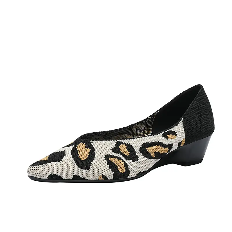 Slope heeled women's shoes fly woven casual single shoes product view