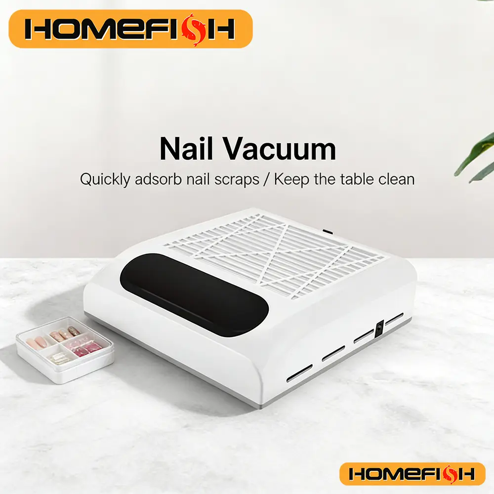 Nail Dust Collector with Detachable Filter, Powerful Vacuum Dust Extractor Fan for Acrylic Nail Salon Equipment