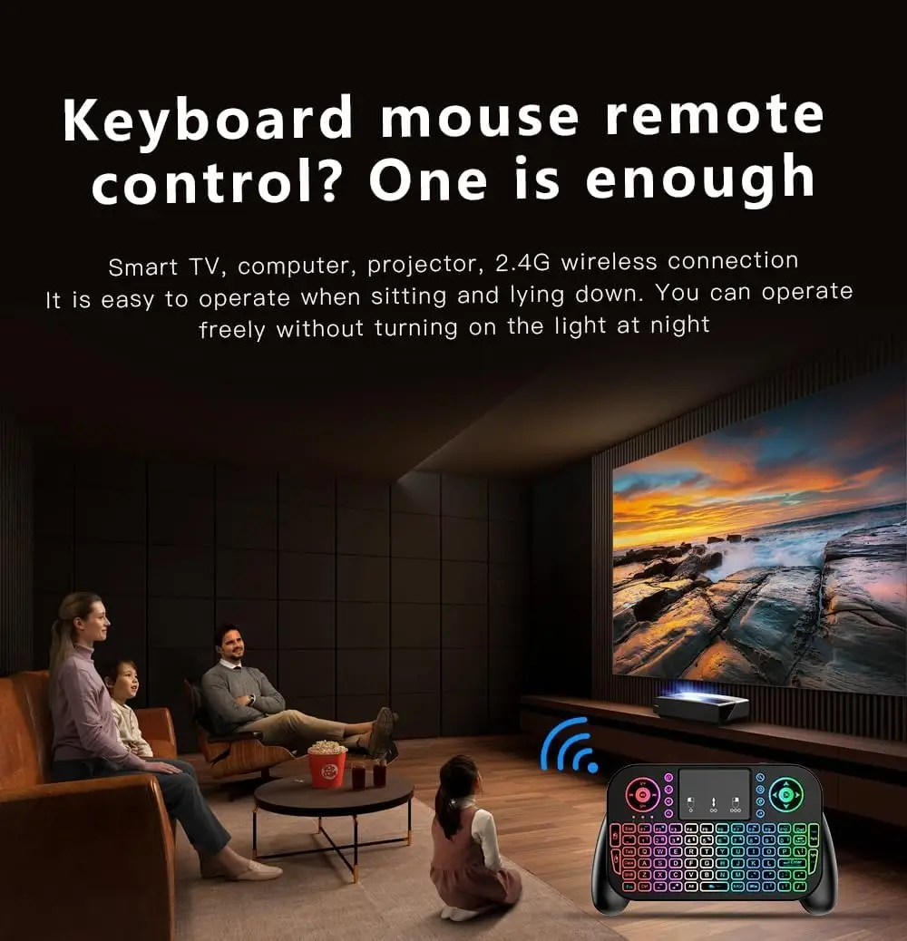 MRSVI 2.4G&Bluetooth Mini Wireless Keyboard V8 7 Color Backlit Bluetooth Air Mouse Remote Control Touchpad for Android TV Box product view
