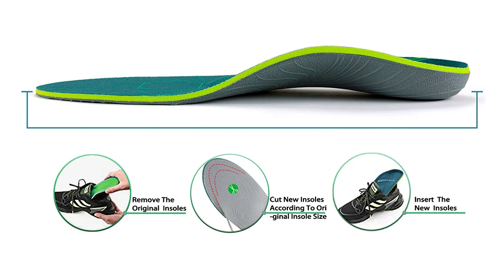 Flat Feet Template Arch Support Orthopedic Insoles,Men Women Plantar Fasciitis Heel Pain Orthotics Insoles Sneakers Shoe Inserts detail