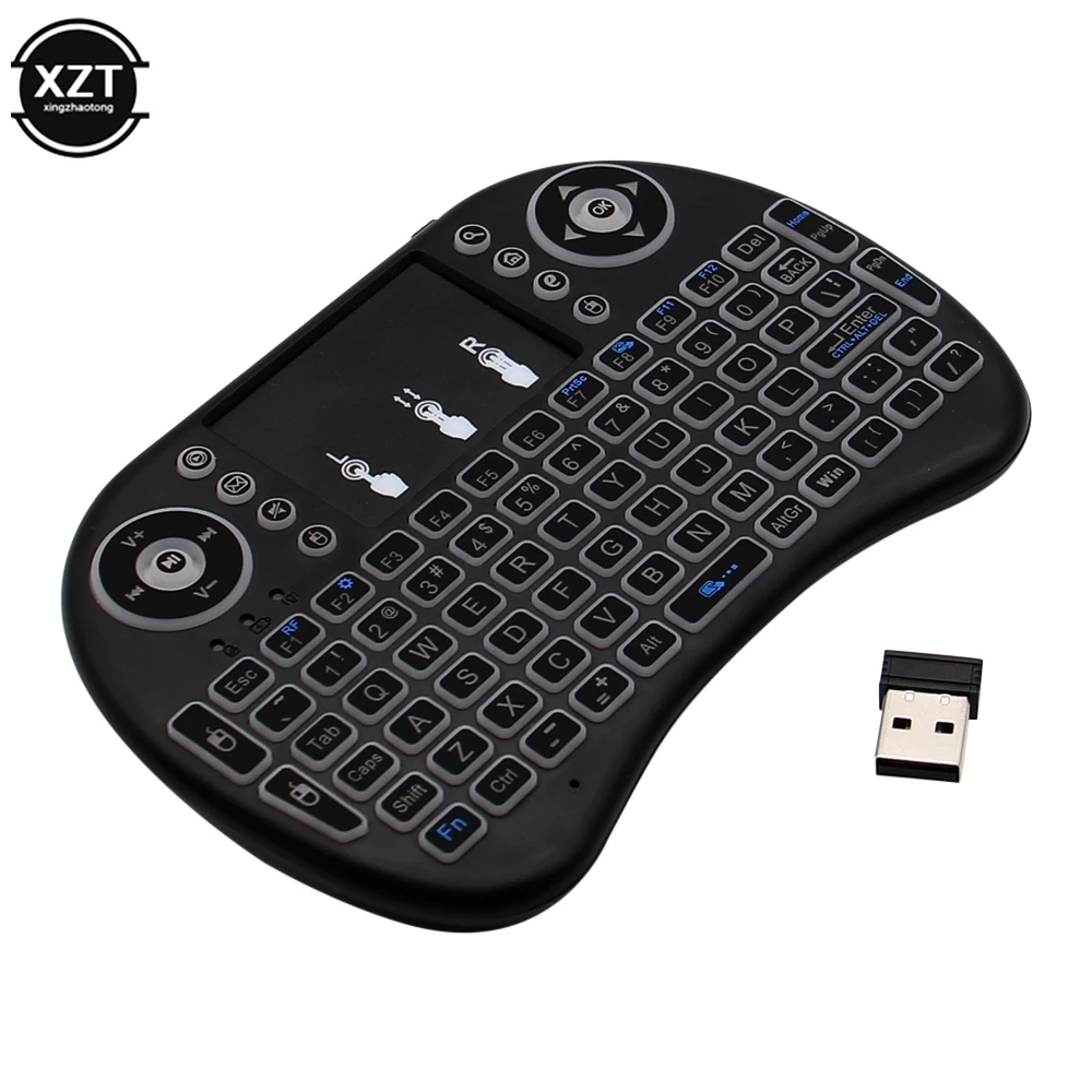 I8 2.4G Mini Wireless Keyboard Backlit English Russian Air Mouse Touchpad Remote Control For Laptop TV BOX USB Receiver detail