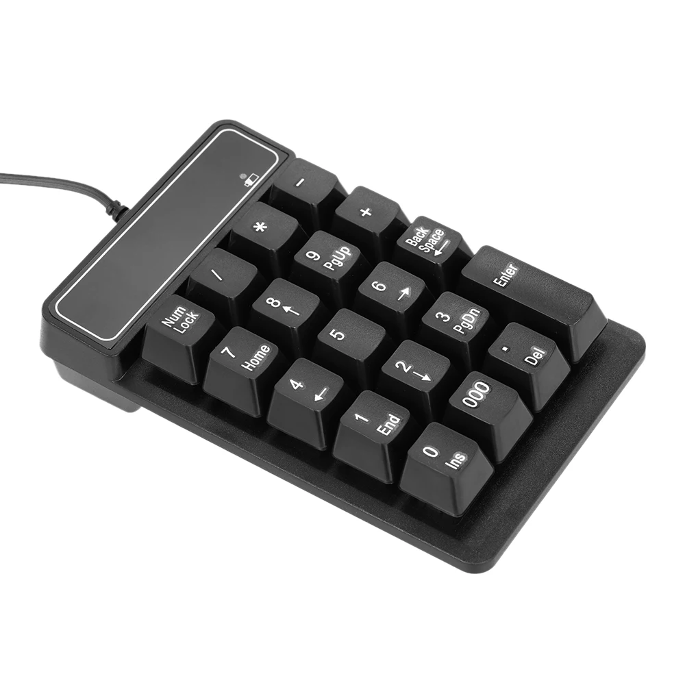 USB Wired Numeric Keypad Mechanical Feel Number Pad Keyboard 19 Keys Water-proof for Laptop Desktop PC Notebook Black detail