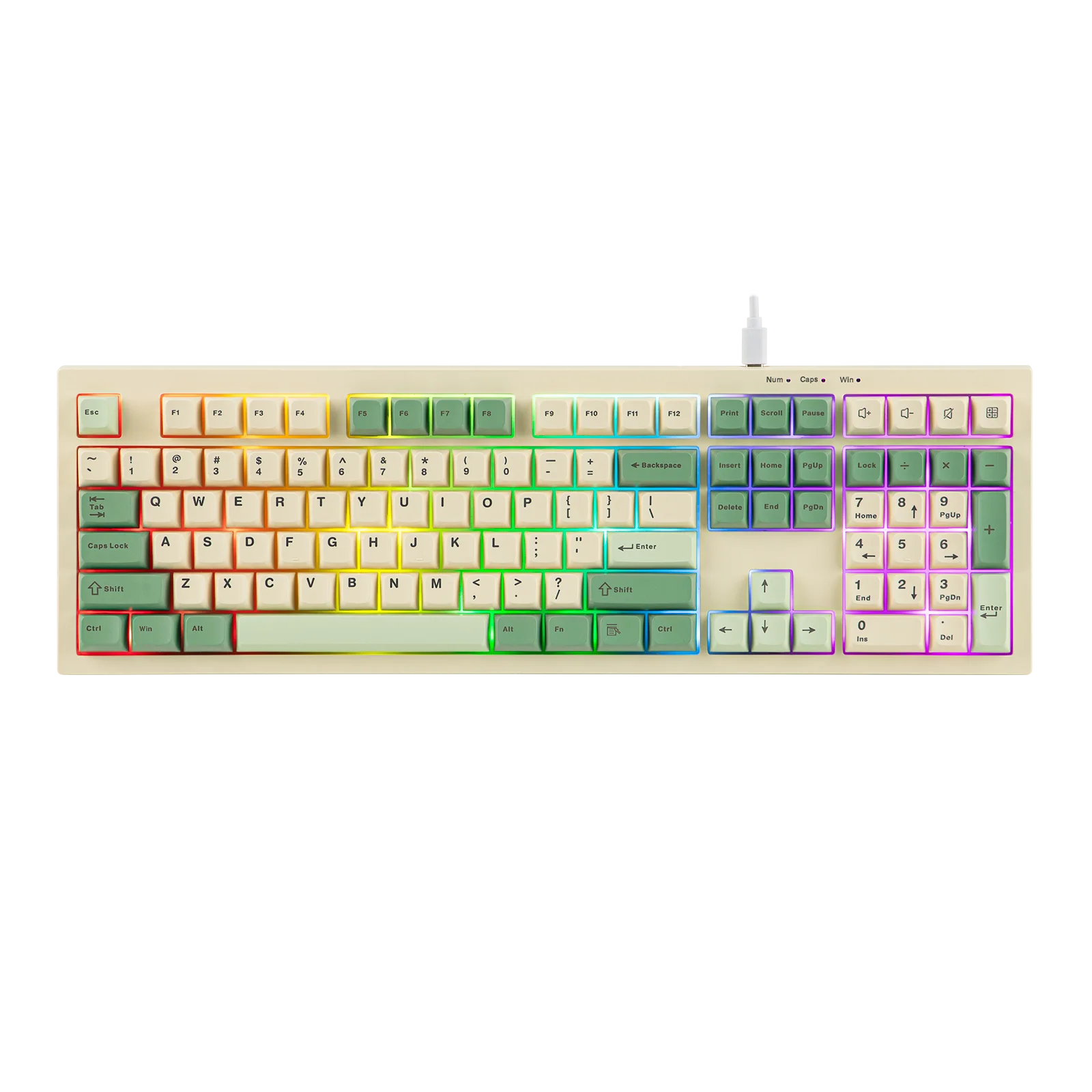 AULA S102 Wired Keyboard 100% Full Size Silent Membrane Switch RGB Backlight Number Pad Creamy Silicone Structure for PC Gamer detail