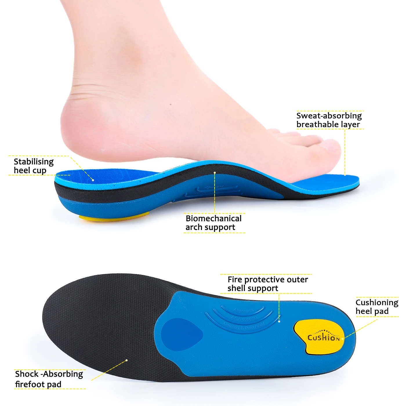 IFITNA Flat Feet Orthopedic Insoles Arch Support Template Plantar Fasciitis Orthotics Heel Pain Inserts Boots Sneaker Men Women detail