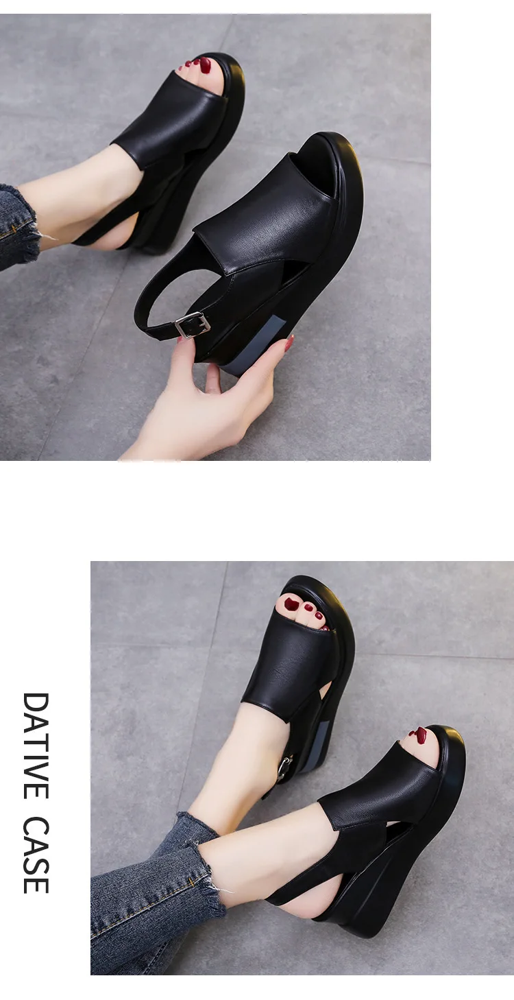 Comfortable Fashion Muffin Thick Bottom Slope Heel Women's Sandals Back Empty Snap Sandals Large Size Light Sandals 2023 detail