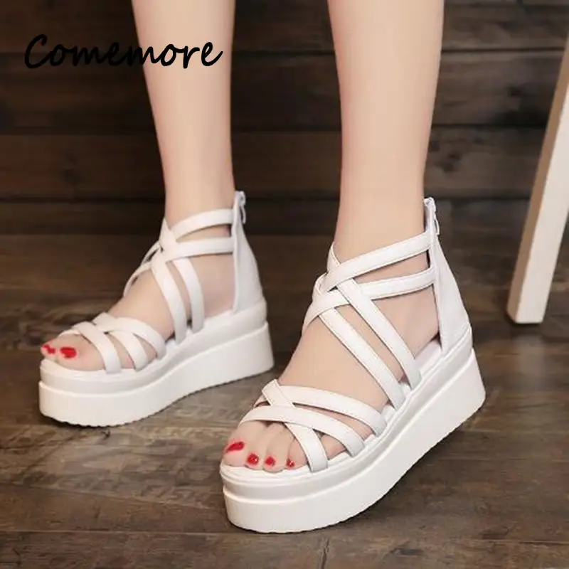 Bohemia Summer Fish Mouth Shoes Women Sandals Slope Heel Open Toe Thick Bottom Sponge Cake Shoes Zapatos Mujer 2024 Tendencia product view