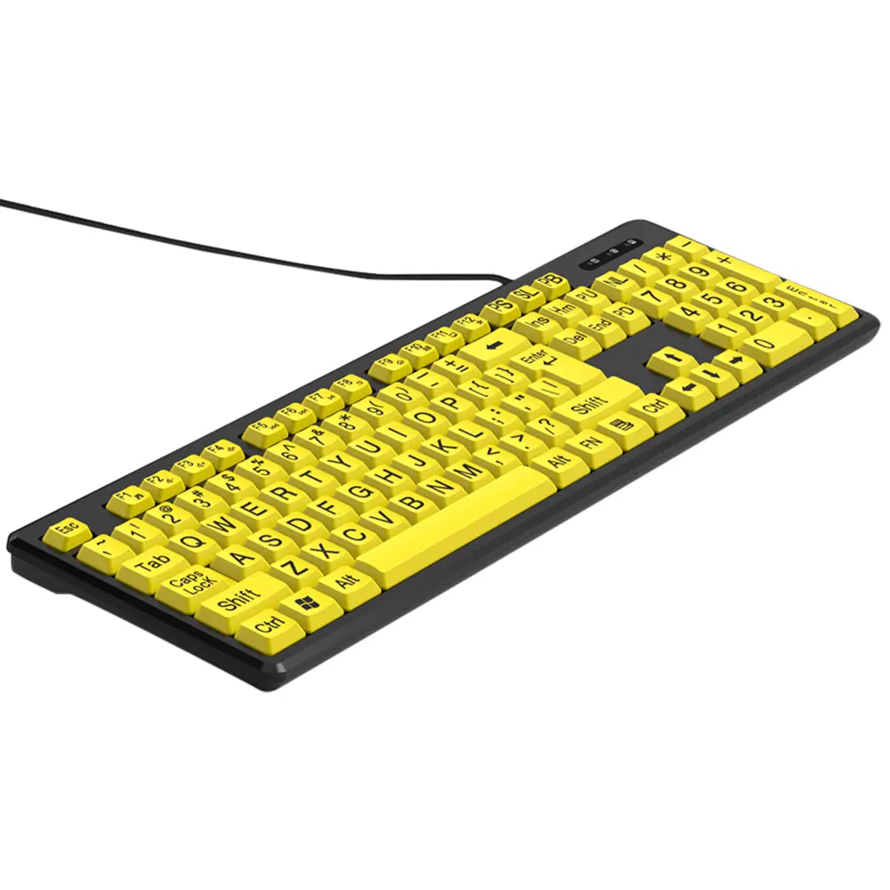 Black Large Print Yellow Buttons Keyboard USB Wired Keyboard for Seniors and Low Vision product view