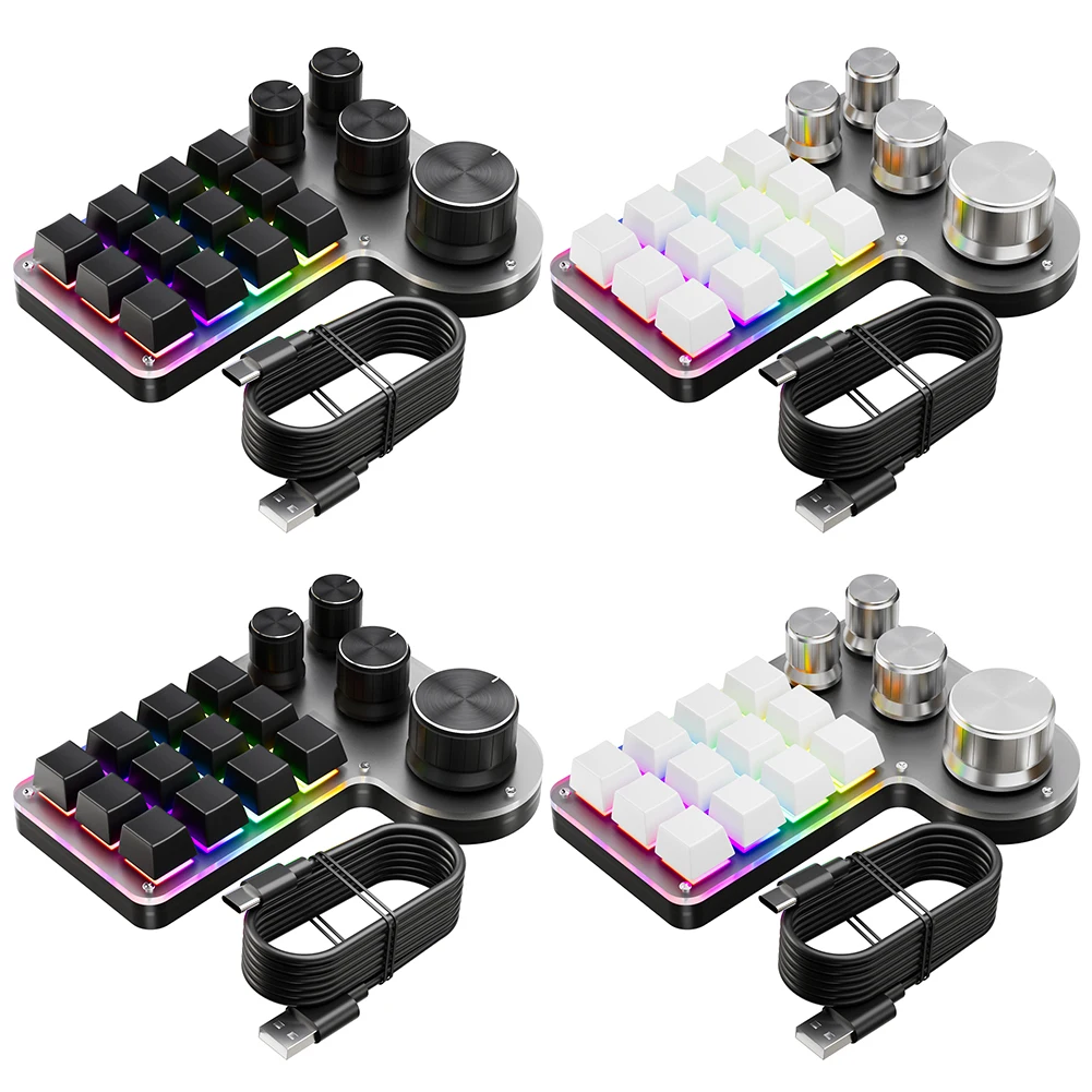 Programmable Customized Keyboard RGB 12 Keys 4 Knob Macro Keypad Hot-swap USB Wired/Bluetooth-Compatible Mechanical Keyboard detail