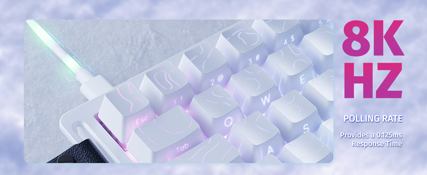 ATTACK SHARK X68 HE Rapid Trigger Keyboard Magnetic Switch 60% Wired 8KHz Hot Swappable Keyboard With RGB Lighting PBT Double-sh detail