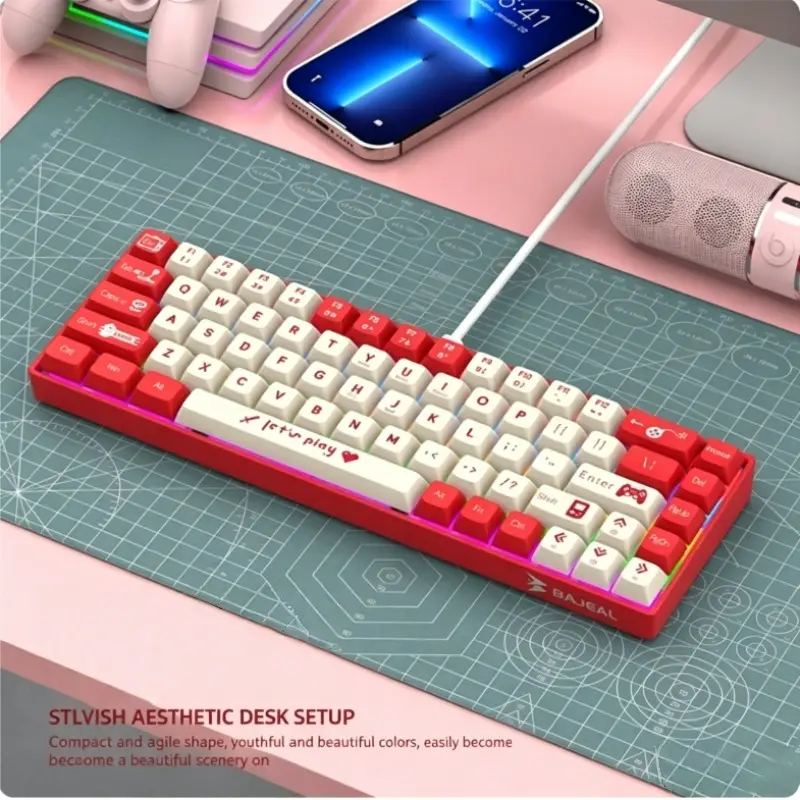 BAJEAl BJ68 Wired Mechanical Keyboard 68 Keys RGB Adjustable Gaming Keyboard Hot Swappable for Desktop Computer product view