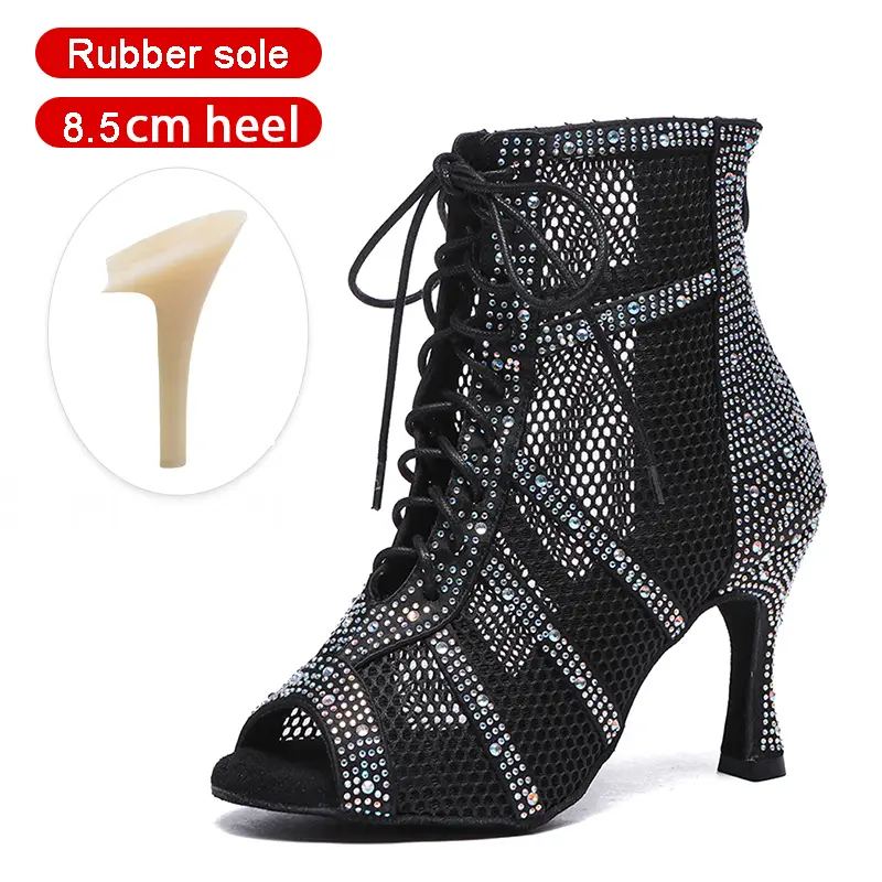 SWDZM Shiny Women Dance Boots Latin Jazz Dance Shoes Full Rhinestone Dancing Boots Customizable Heels Women Ladies Dancing Shoes product view